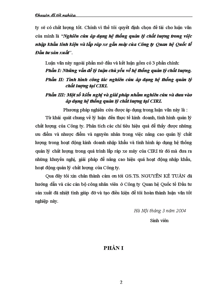 image for page Nghiờn cứu ỏp dụng hệ thống quản lý chất lượng trong việc nhập khẩu linh kiện và lắp ráp xe gắn máy của Công ty Quan hệ Quốc tế Đầu tư sản xuất