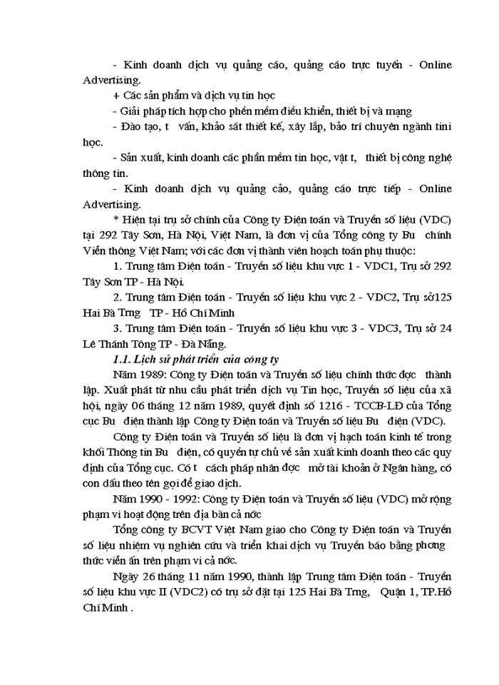 Phân tích thực trạng hoạt động kinh doanh dịch vụ internet ở công ty điện toán và truyền số liệu - VDC