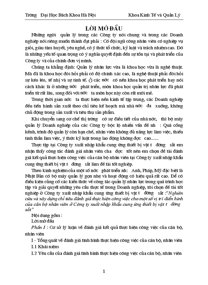 image for page Nghiên cứu và xây dựng chỉ tiêu đánh giá thực hiện công việc cho một số vị trí điển hình của cán bộ nhân viên ở Công ty xuất nhập khẩu cung ứng thiết bị vật tư đường sắt
