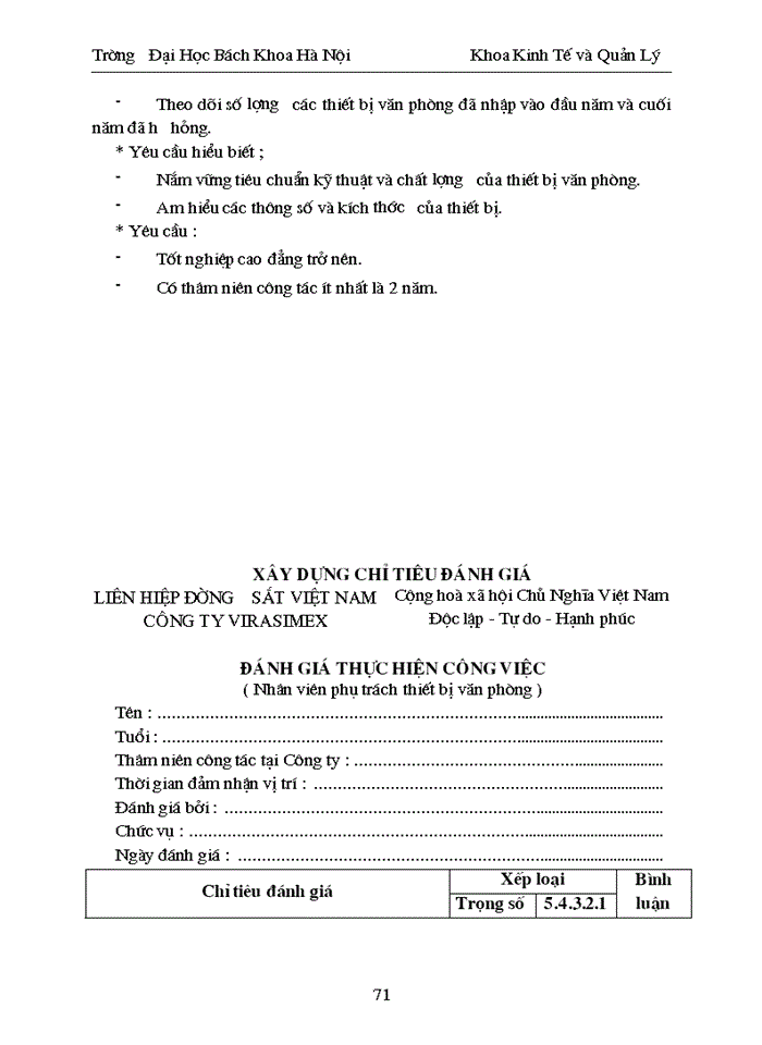 image for page Nghiên cứu và xây dựng chỉ tiêu đánh giá thực hiện công việc cho một số vị trí điển hình của cán bộ nhân viên ở Công ty xuất nhập khẩu cung ứng thiết bị vật tư đường sắt