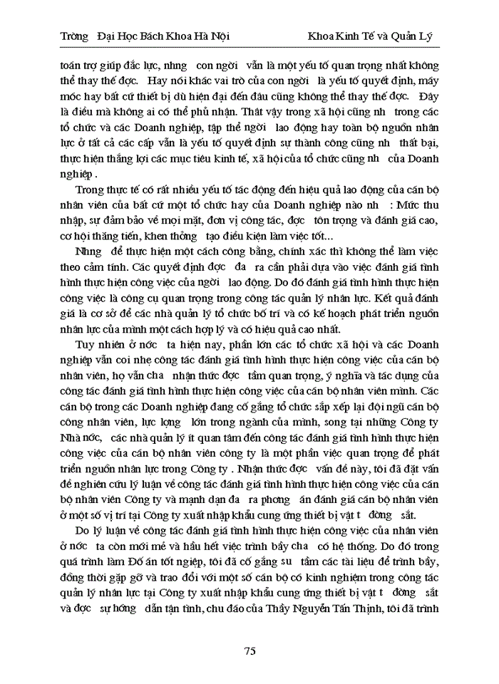 image for page Nghiên cứu và xây dựng chỉ tiêu đánh giá thực hiện công việc cho một số vị trí điển hình của cán bộ nhân viên ở Công ty xuất nhập khẩu cung ứng thiết bị vật tư đường sắt