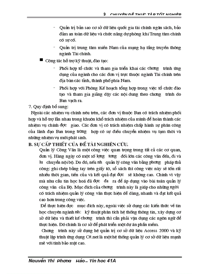 image for page Ứng dụng C# vào xây dựng chương trình quản lý công văn tại bộ tài chính