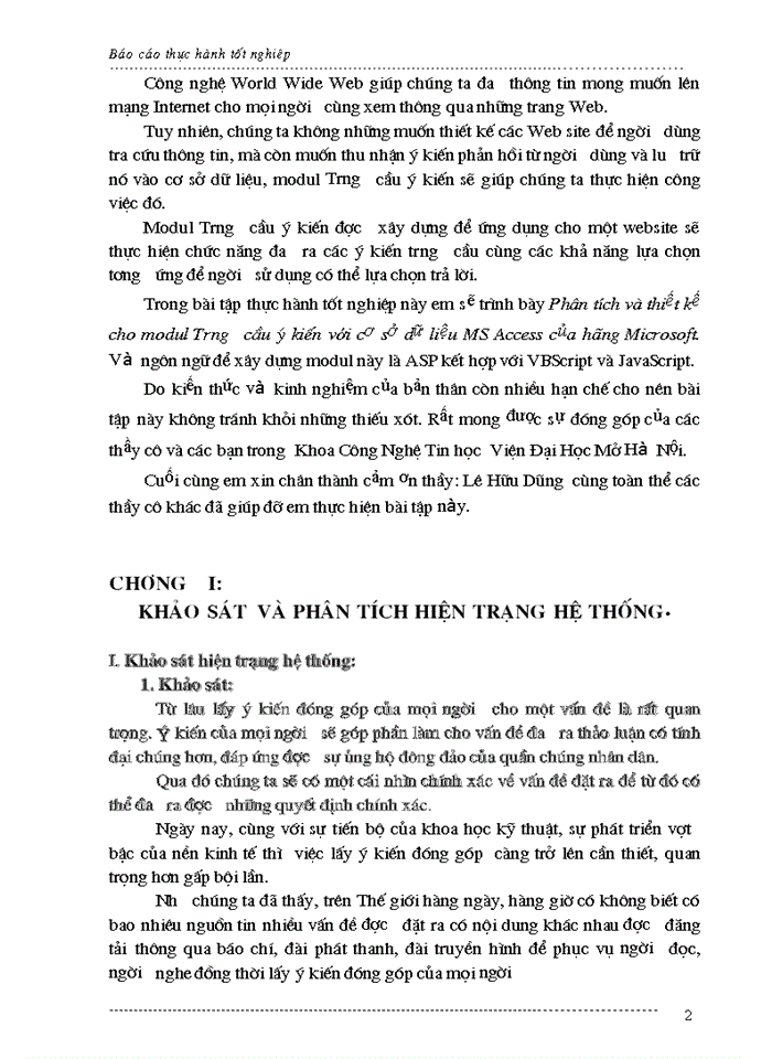 image for page Phân tích và thiết kế cho modul Trưng cầu ý kiến với cơ sở dữ liệu MS Access của hãng Microsoft