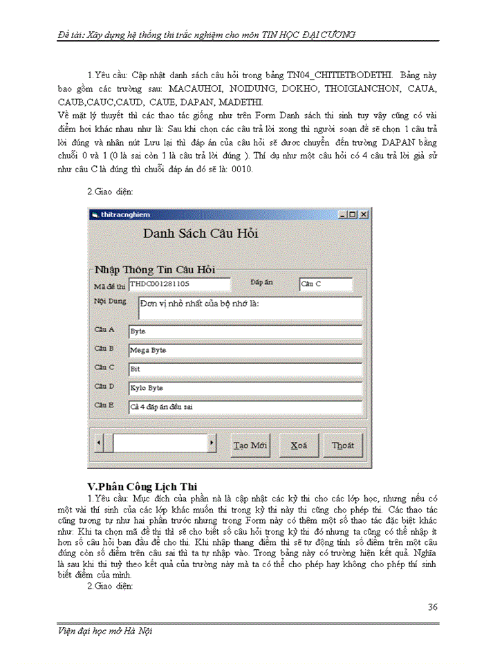 image for page Xây dựng hệ thống thi trắc nghiệm cho môn TIN HỌC ĐẠI CƯƠNG