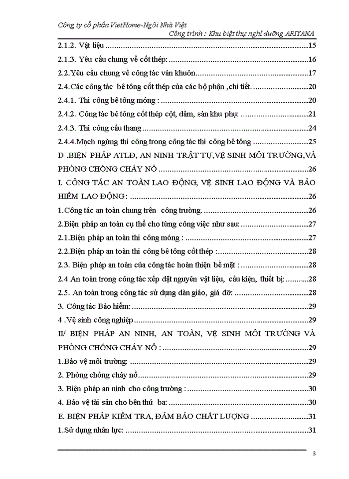 Biện pháp an ninh, an toàn, vệ sinh môi trường và phòng chống cháy nổ