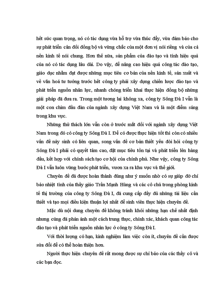 image for page Nâng cao hiệu quả công tác đào tạo và phát triển nguồn nhân lực tại Công ty Sông Đà I