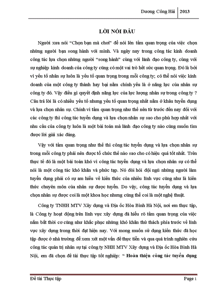 image for page Hoàn thiện công tác tuyển dụng nhân lực tại công ty TNHH Một thành viên Xây dựng và Địa ốc Hòa Bình Hà Nội