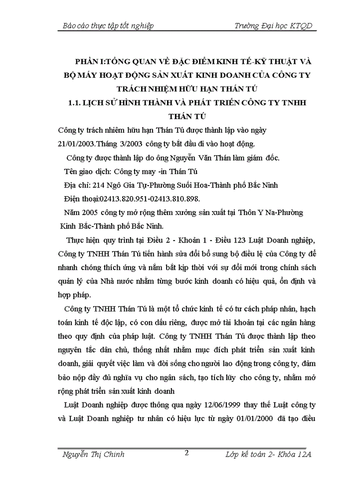 image for page Tổng quan về đặc điểm kinh tế-kỹ thuật và bộ máy hoạt động sản xuất kinh doanh của công ty trách nhiệm hữu hạn thán tú