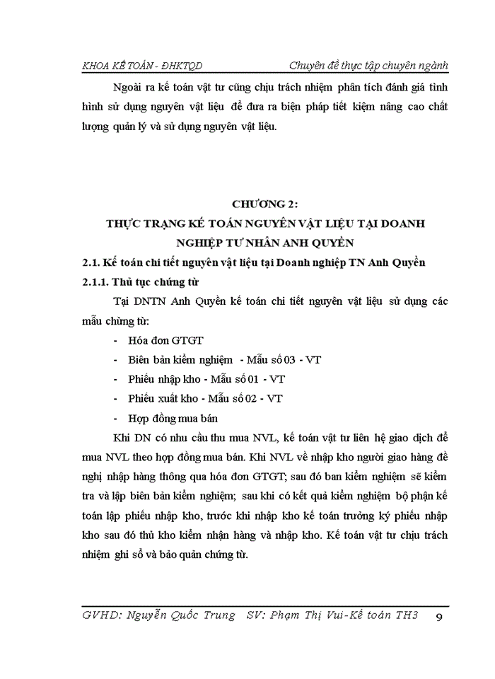 image for page Hoàn thiện kế toán nguyên vật liệu tại Doanh nghiệp tư nhân Anh Quyền