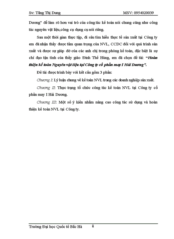 image for page Hoàn thiện kế toán nguyên vật liệu tại công ty cổ phần may I HẢI DƯƠNG