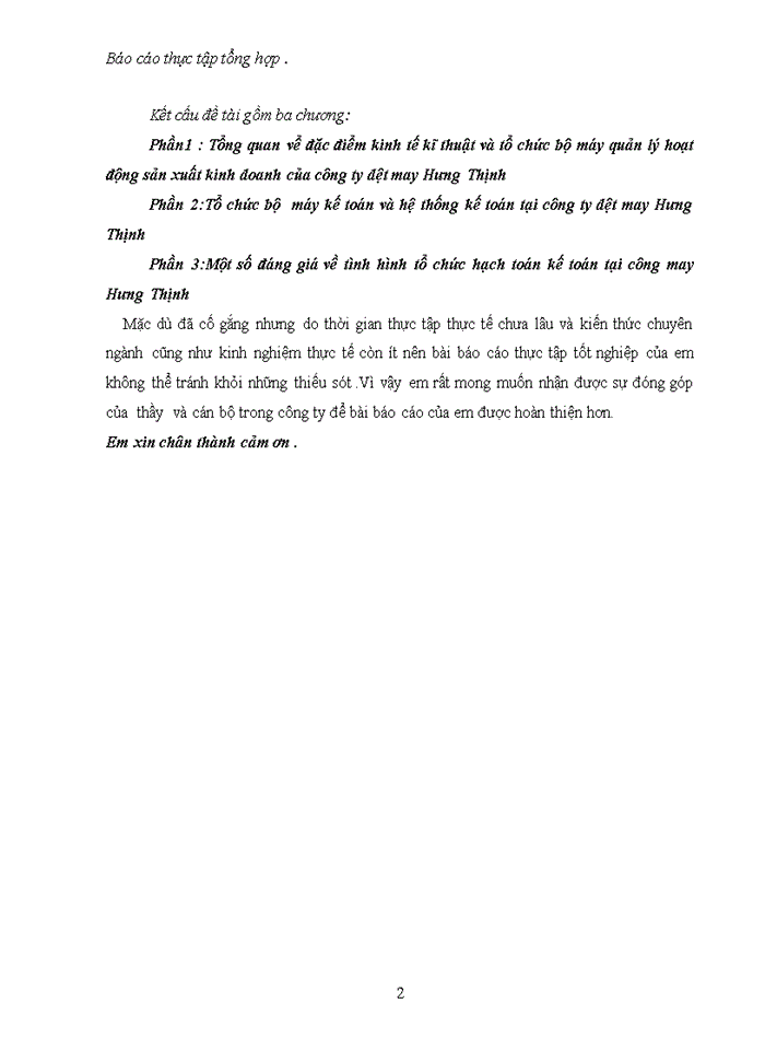 image for page Tổ chức bộ  máy kế toán và hệ thống kế toán tại công ty dệt may Hưng Thịnh