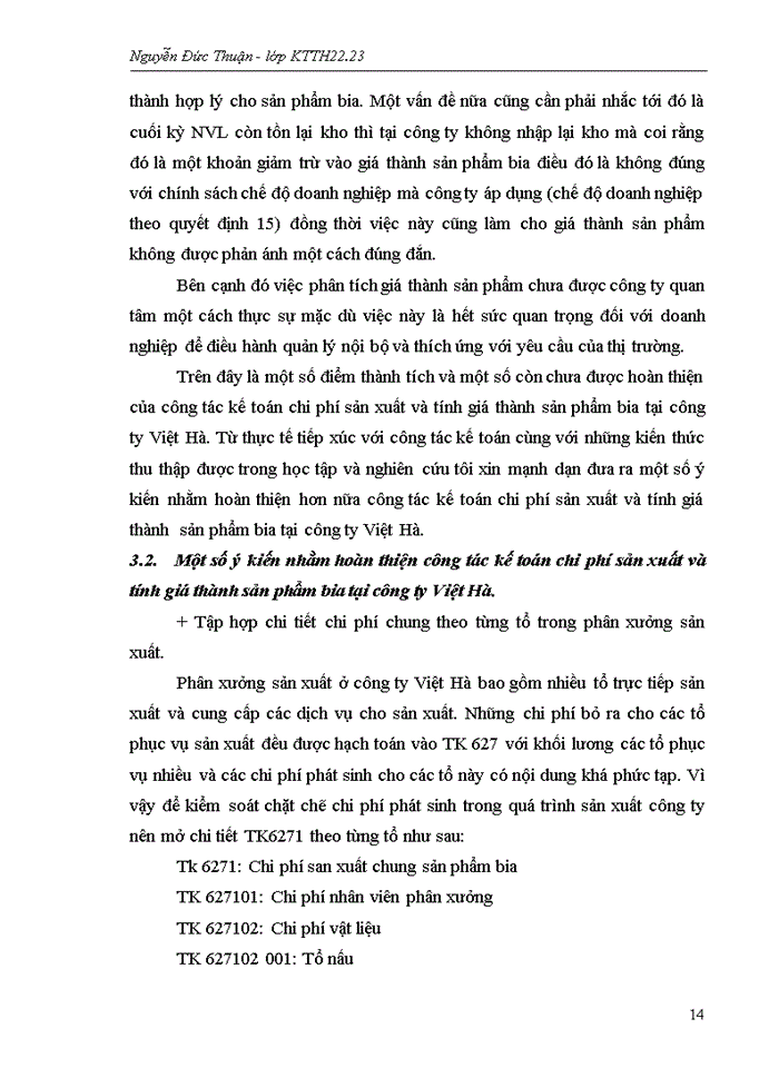 image for page Hoàn  thiện kế  toán chi phí sản xuất và tính  giá  thành  sản  phẩm tại Công ty Cổ Phần Bia Và Nước Giải Khát Việt H