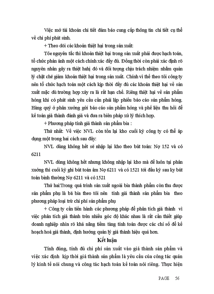 image for page Hoàn  thiện kế  toán chi phí sản xuất và tính  giá  thành  sản  phẩm tại Công ty Cổ Phần Bia Và Nước Giải Khát Việt Hà