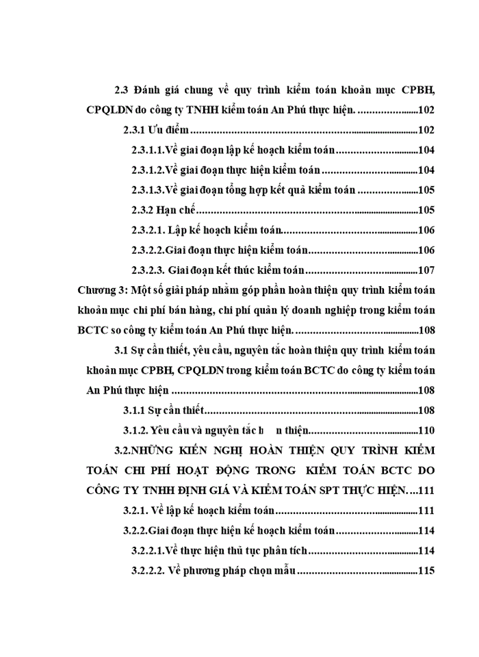 Thực trạng kiểm toán khoản mục chi phí bán hàng và chi phí quản lý doanh nghiệp trong kiểm toán BCTC do công ty TNHH kiểm toán An Phú thực hiện