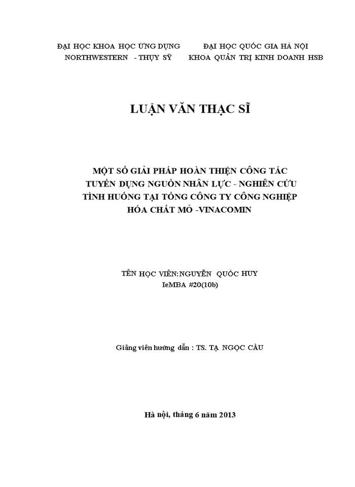 image for page Một số giải pháp hoàn thiện công tác tuyển dụng nguồn nhân lực - nghiên cứu tình huống tại tổng công ty công nghiệp hóa chất mỏ -VINACOMIN