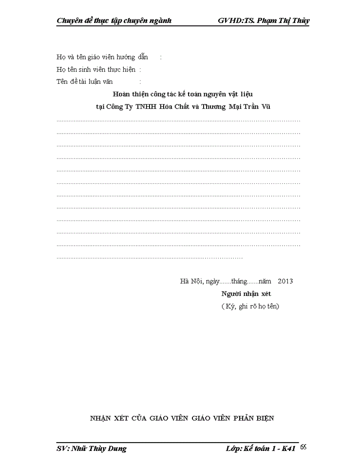 image for page Hoàn thiện công tác kế toán nguyên vật liệu tại Công ty TNHH Hóa Chất và Thương Mại Trần Vũ