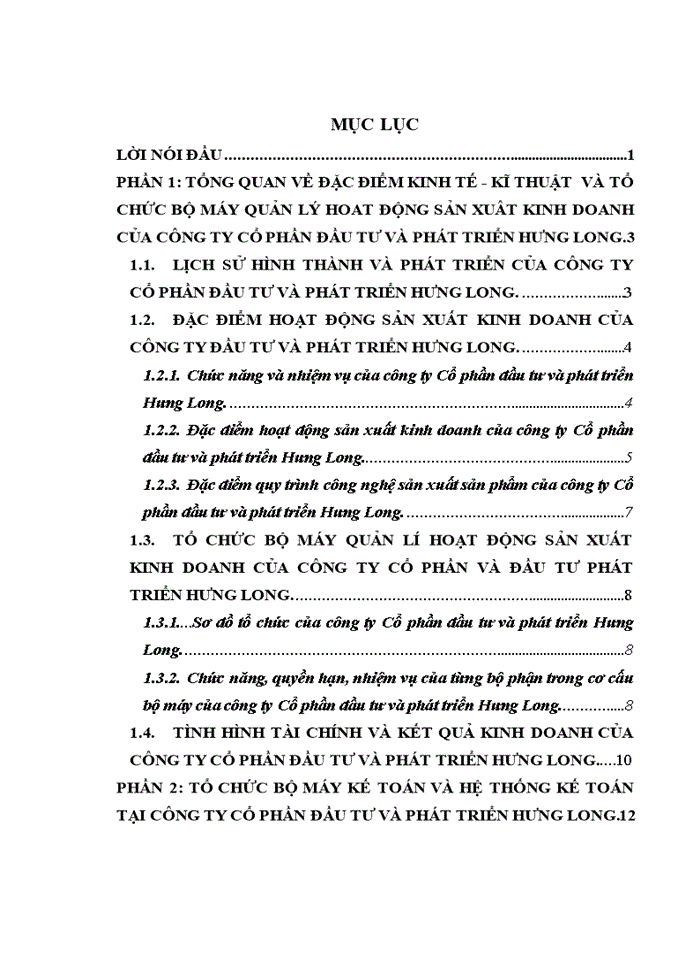 image for page Một số đánh giá về tình hình tổ chức hạch toán kế toán tại công ty Cổ phần đầu tư và phát triển Hưng Long