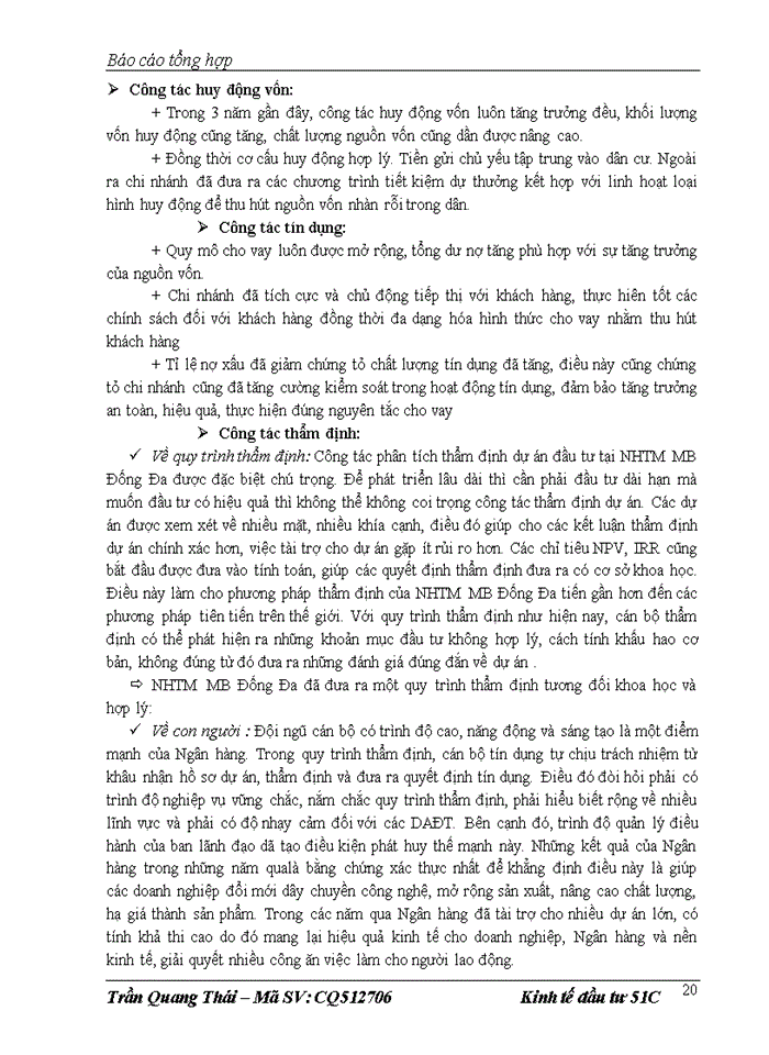 image for page Thực trạng hoạt động kinh doanh, hoạt động đầu tư phát triển và công tác thẩm định dự án đầu tư tại Ngân Hàng TMCP Quân Đội – chi nhánh Đống Đa