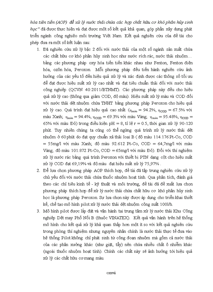 image for page Nghiên cứu ứng dụng các phương pháp oxy hóa tiên tiến (AOP) trong xử lý nước thải chứa các hợp chất hữu cơ khó phân hủy sinh học
