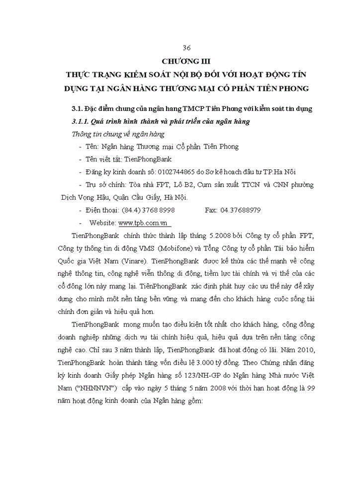 image for page Nghiên cứu về kiểm soát nội bộ đối với hoạt động tín dụng tại NH TMCP Tiên Phong