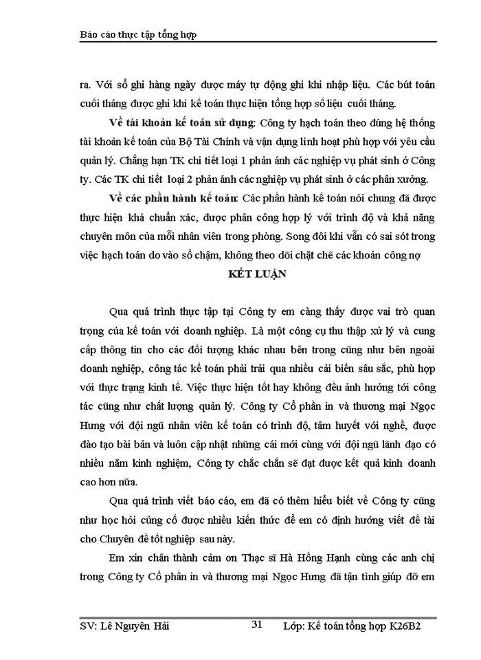 image for page Tổ chức bộ máy kế toán và hệ thống kế toán tại công ty cổ phần in và thương mại NGỌC HƯNG