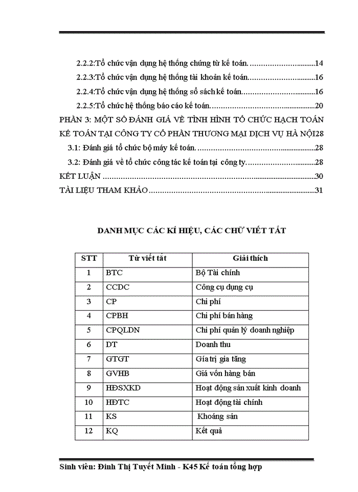 TỔ CHỨC BỘ MÁY KẾ TOÁN VÀ HỆ THỐNG KẾ TOÁN TẠI CÔNG TY CỔ PHẦN THƯƠNG MẠI DỊCH VỤ HÀ NỘI