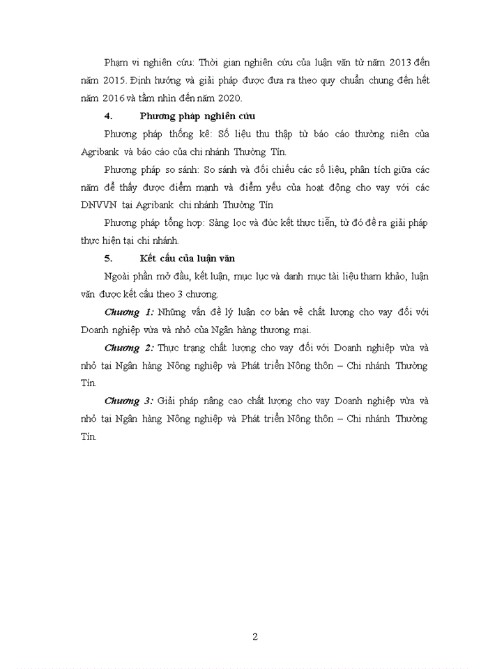 image for page Nâng cao chất lượng cho vay đối với các doanh nghiệp vừa và nhỏ tại ngân hàng nông nghiệp và phát triển nông thôn - chi nhánh THƯỜNG TÍN