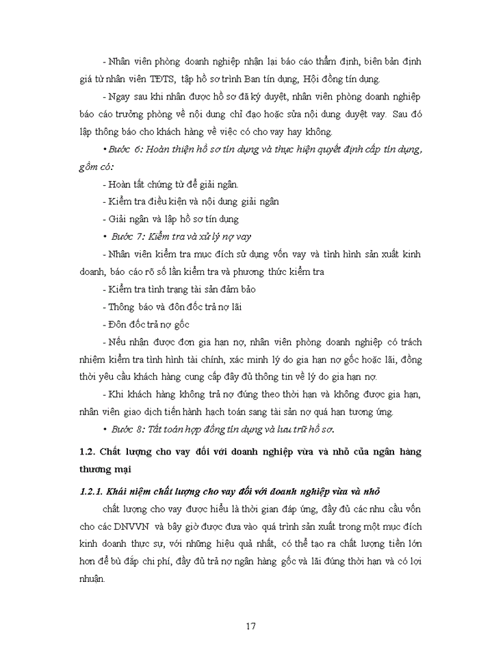 image for page Nâng cao chất lượng cho vay đối với các doanh nghiệp vừa và nhỏ tại ngân hàng nông nghiệp và phát triển nông thôn - chi nhánh THƯỜNG TÍN