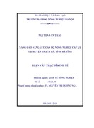 Nâng cao năng lực cán bộ nông nghiệp cấp xã tại huyện THẠCH HÀ, tỉnh HÀ TĨNH