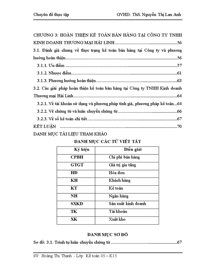Hoàn thiện kế toán bán hàng tại công ty TNHH KINH DOANH THƯƠNG MẠI HẢI LINH