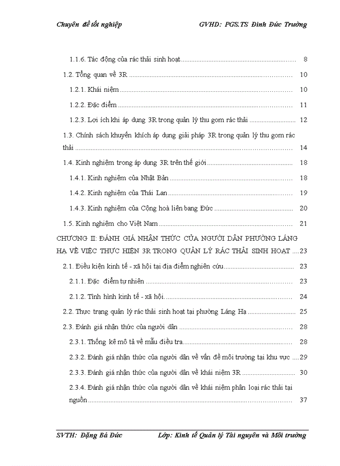 image for page Đánh giá nhận thức của người dân phường Láng Hạ về việc áp dụng 3R trong quản lý rác thải sinh hoạt