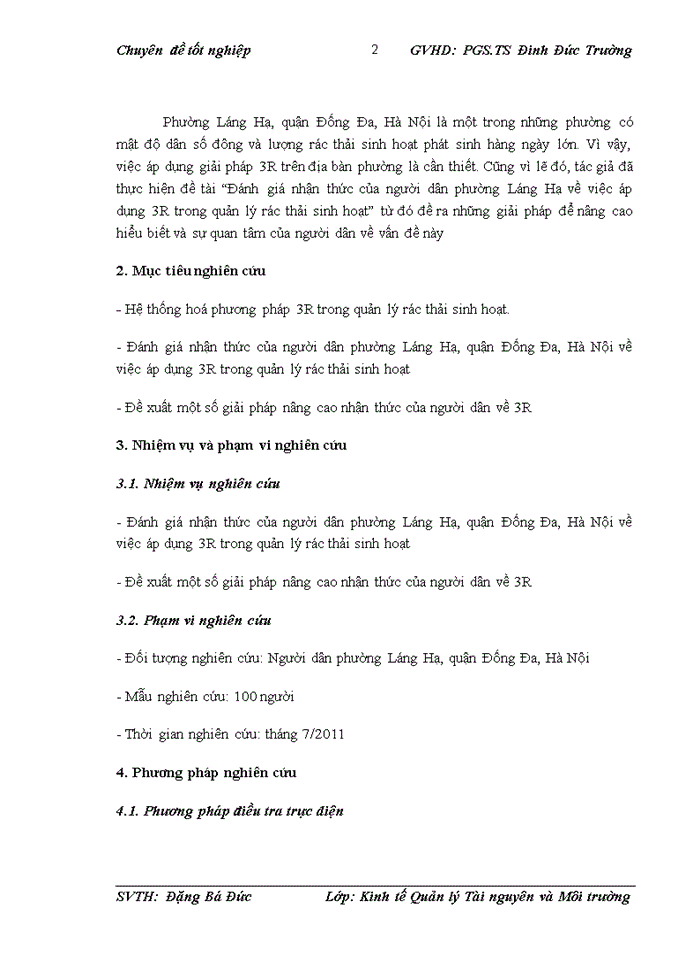 image for page Đánh giá nhận thức của người dân phường Láng Hạ về việc áp dụng 3R trong quản lý rác thải sinh hoạt