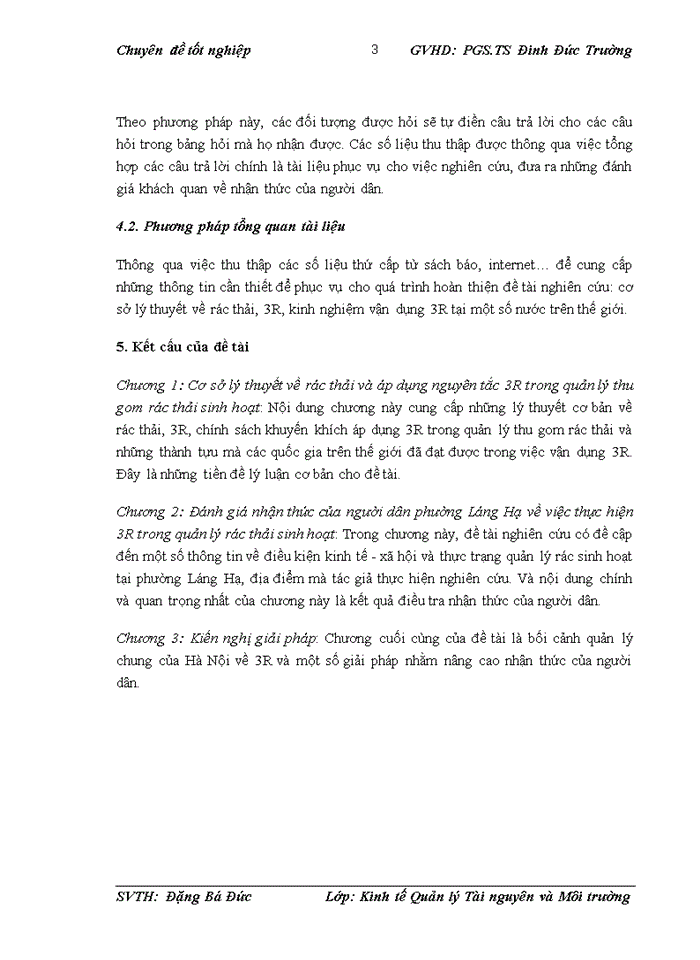 image for page Đánh giá nhận thức của người dân phường Láng Hạ về việc áp dụng 3R trong quản lý rác thải sinh hoạt