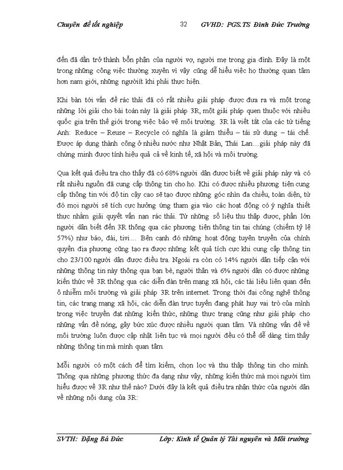 image for page Đánh giá nhận thức của người dân phường Láng Hạ về việc áp dụng 3R trong quản lý rác thải sinh hoạt