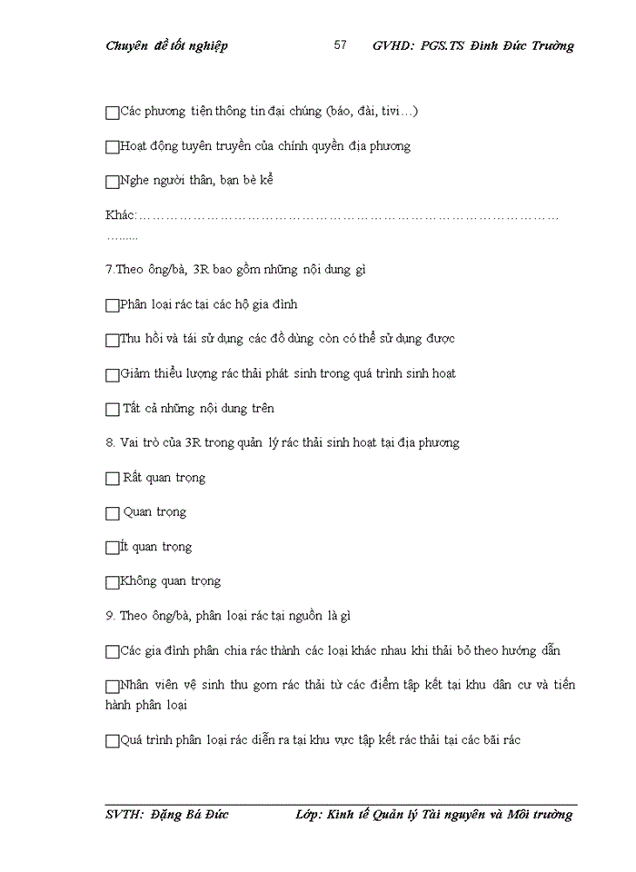 image for page Đánh giá nhận thức của người dân phường Láng Hạ về việc áp dụng 3R trong quản lý rác thải sinh hoạt