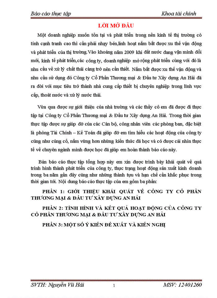 image for page Tình hình và kết quả hoạt động kinh doanh của công ty cổ phần thương mại & đầu tư xây dựng AN HẢI