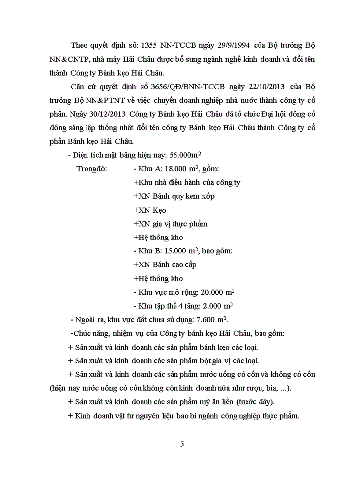 image for page Tình hình hoạt động sản xuất kinh doanh của công ty cổ phần bánh kẹo HẢI CHÂU