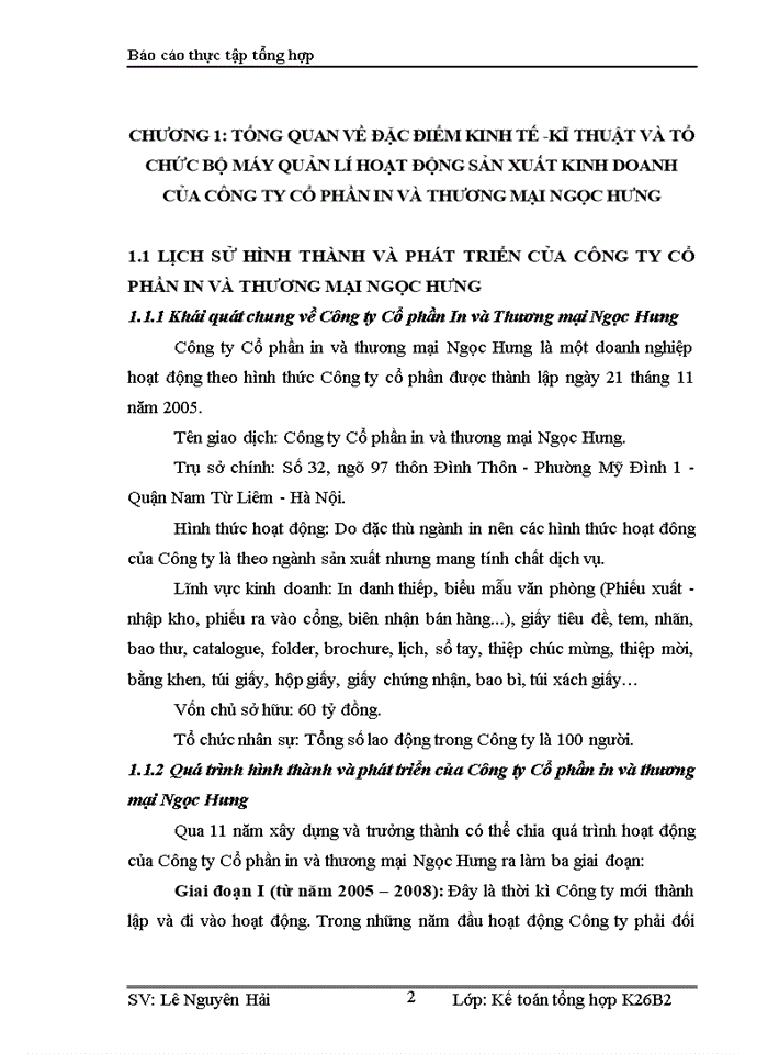 image for page Tổ chức bộ máy kế toán và hệ thống kế toán tại công ty cổ phần in và thương mại NGỌC HƯNG