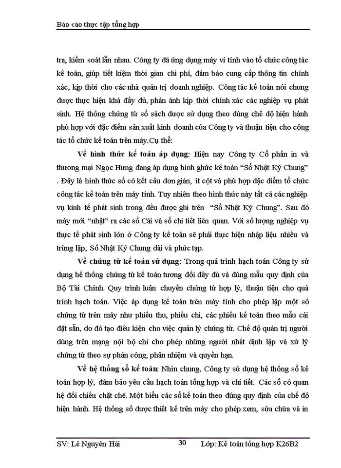 image for page Tổ chức bộ máy kế toán và hệ thống kế toán tại công ty cổ phần in và thương mại NGỌC HƯNG