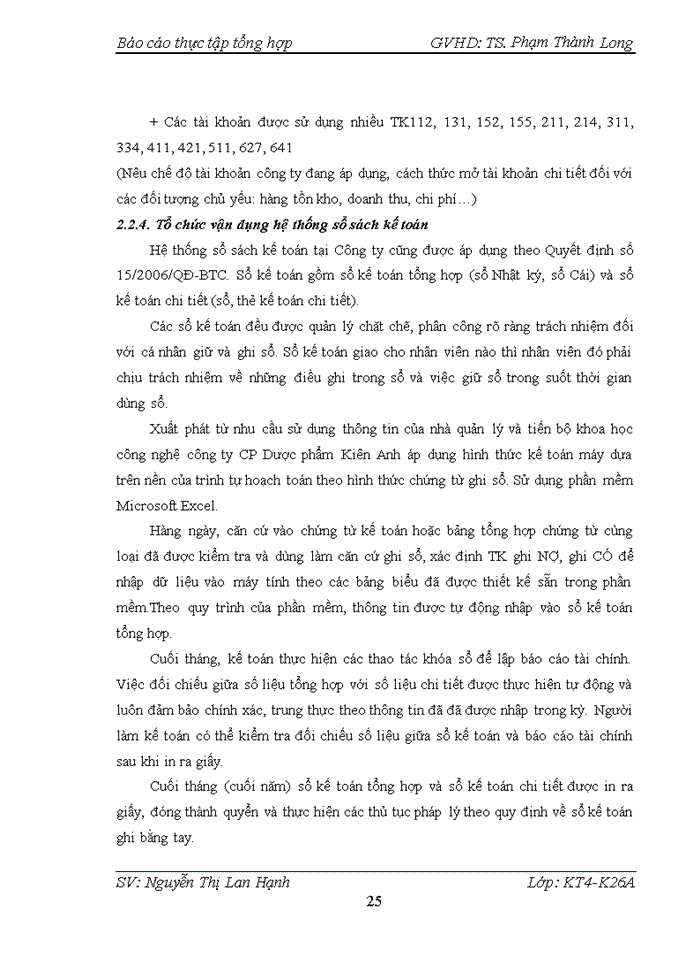 image for page Tổ chức kế toán các phần hành cụ thể tại công ty CP DƯỢC PHẨM KIÊN ANH