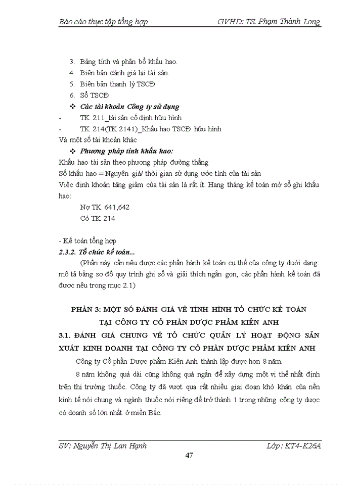 image for page Tổ chức kế toán các phần hành cụ thể tại công ty CP DƯỢC PHẨM KIÊN ANH