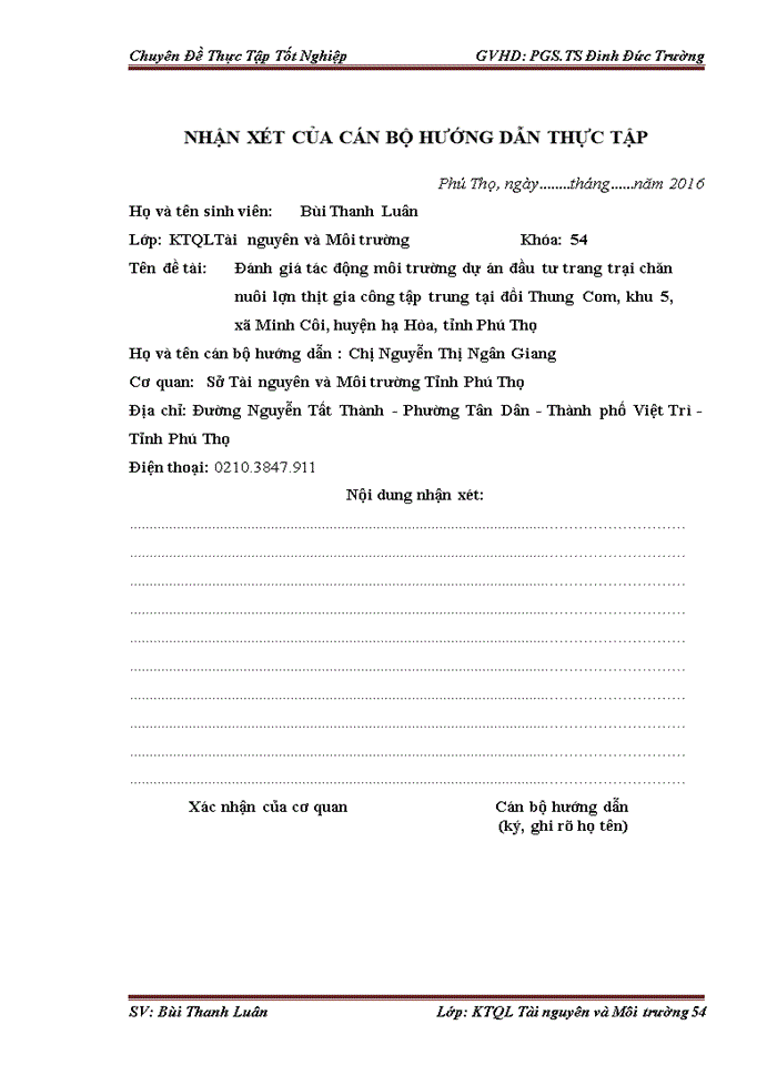 image for page Đánh giá tác động môi trường dự án đầu tư trang trại chăn nuôi lợn thịt gia công tập trung tại đồi thung com, khu 5, xã MINH CÔI, huyện HẠ HÒA, tỉnh PHÚ THỌ