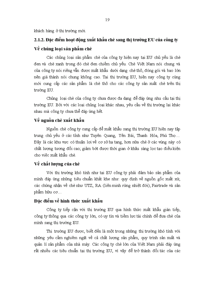 image for page Thực trạng hoạt động xuất khẩu chè sang thị trường EU của công ty TNHH sản xuất và kinh doanh thương mại TRƯỜNG HẢI