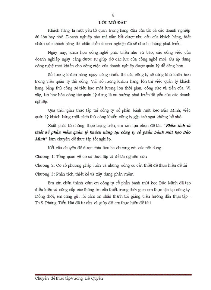 image for page Phân tích và thiết kế phần mềm quản lý khách hàng tại công ty cổ phần bánh mứt kẹo BẢO MINH