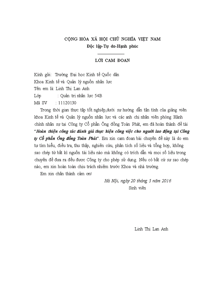image for page Hoàn thiện công tác đánh giá thực hiện công việc cho người lao động tại Công ty Cổ phần Ống đồng Toàn Phát