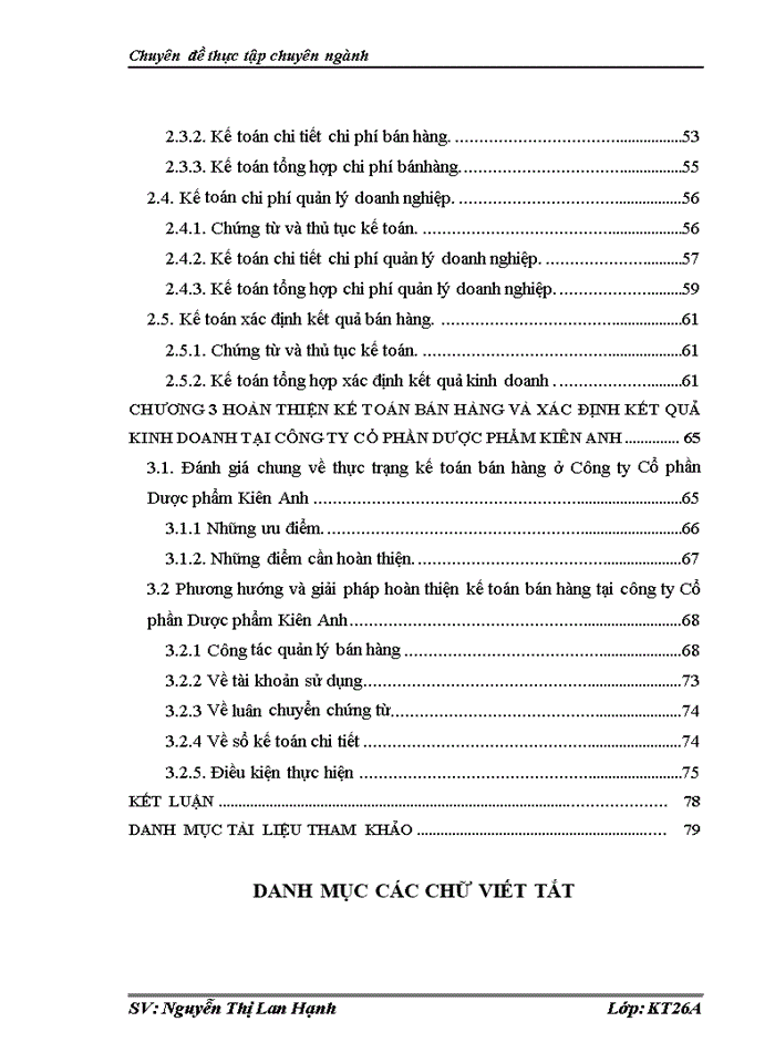 Hoàn thiện kế toán bán hàng và xác định kết quả kinh doanh tại công ty cổ phần dược phẩm KIÊN ANH