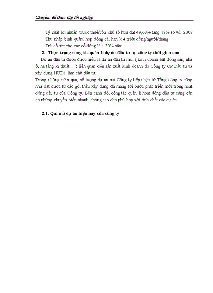 image for page Công tác quản lý dự án đầu tư xây dựng tại Công ty Cổ phần Đầu tư & Xây dựng HUD1 - Thực trạng và giải pháp