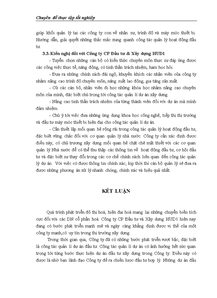 image for page Công tác quản lý dự án đầu tư xây dựng tại Công ty Cổ phần Đầu tư & Xây dựng HUD1 - Thực trạng và giải pháp