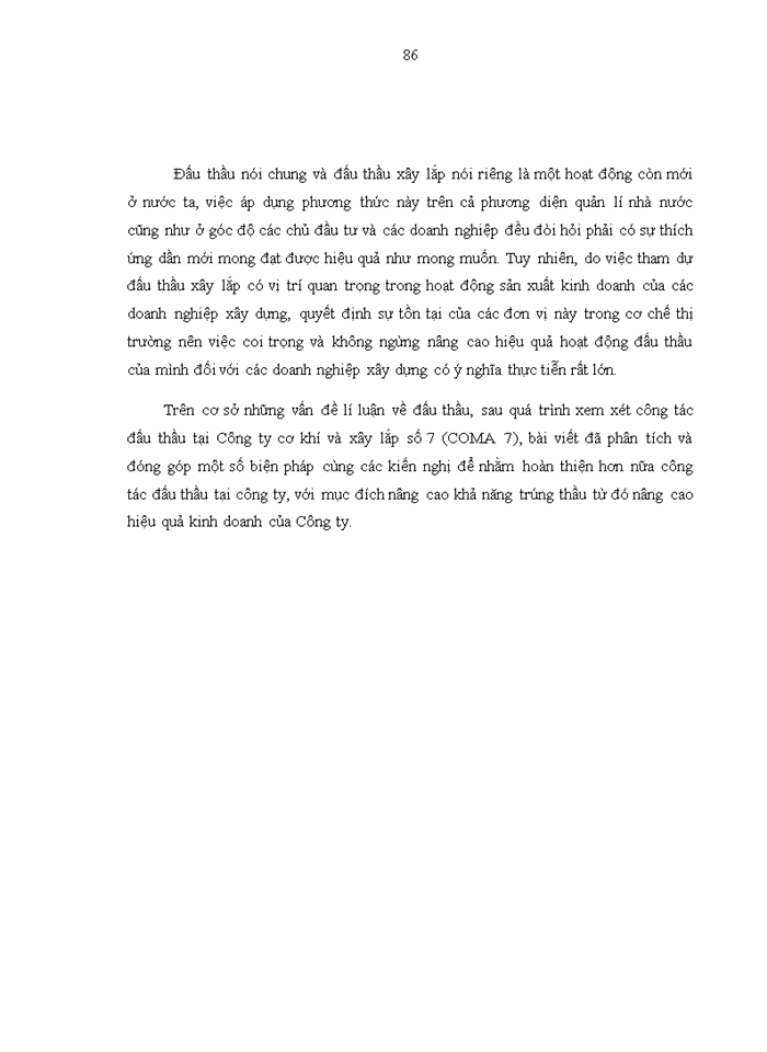 image for page Công tác tham dự  thầu tại công ty cổ phần cơ khí và xây lắp số 7 ( COMA 7). thực trạng và giải pháp