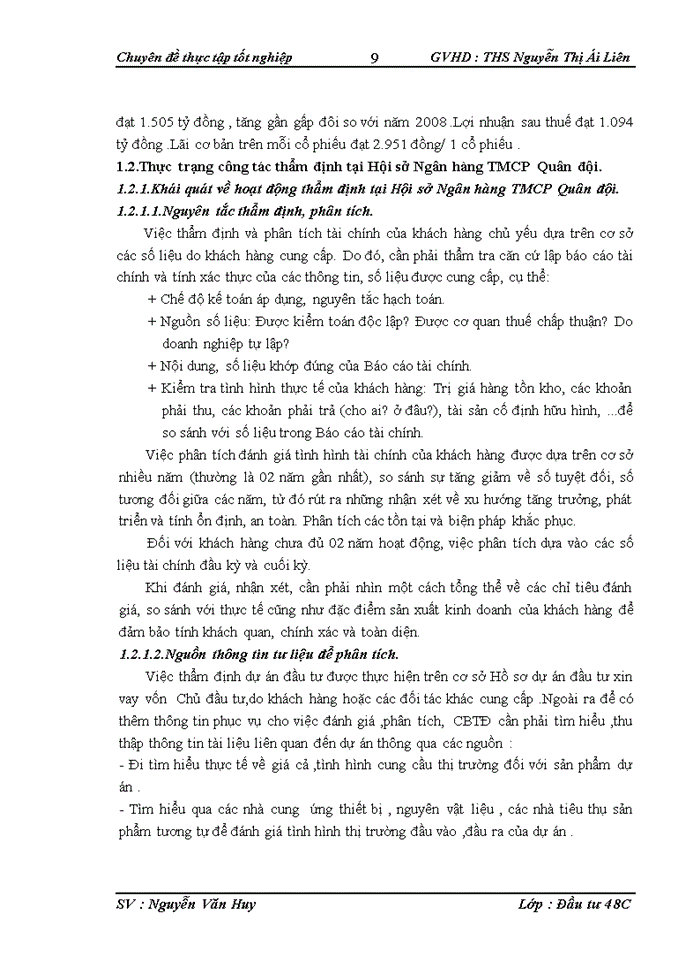 image for page Công tác thẩm định dự án vay vốn đầu tư tại Hội sở Ngân hàng TMCP Quân đội .Thực trạng và giải pháp
